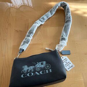 NWT COACH CE585 Clara Shoulder Bag With Horse And Carriage Navy